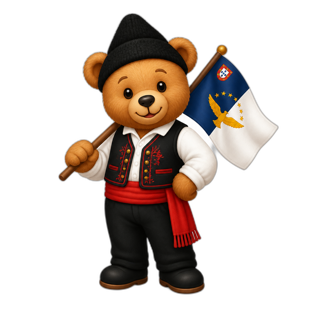 Create a any posing Teddy bear who is a stereotypical Azorean. any fur color - AI generated emoji
